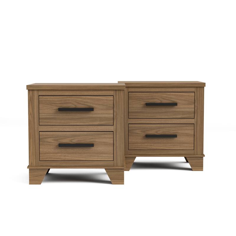 Furniture of America Nyess Modern Chestnut Brown Wood 2-Drawer Nightstand (Set of 2)
