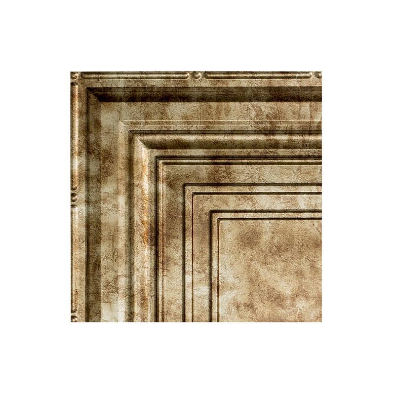 FASÄDE Traditional Style 3 Decorative Vinyl 2ft x 4ft Glue Up Ceiling Panel in Bermuda Bronze (5 Pack) - 12in x 12in Sample - Bermuda Bronze