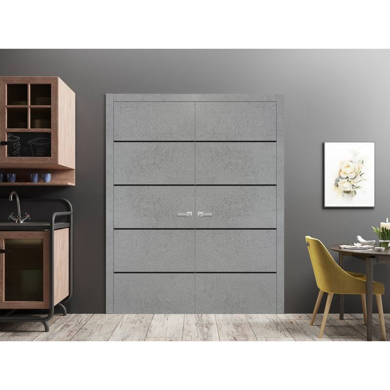 Slab Barn Door Panel 28 x 80 Planum 0015 Concrete with Sturdy Finished