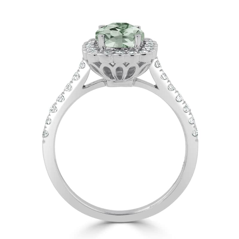 Auriya Vintage 3/4ct Cushion-cut Green Amethyst Halo Diamond Engagement Ring 1/2ctw 14k Gold