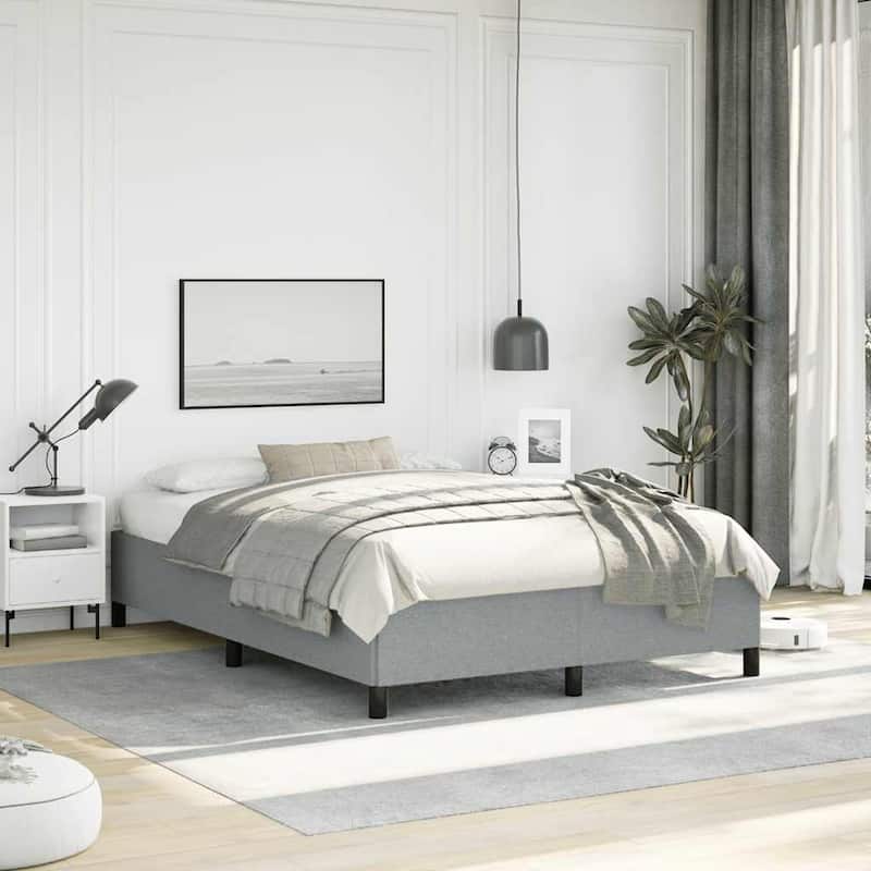 vidaXL Bed Frame, Fabric, No Mattress - Light gray - Full