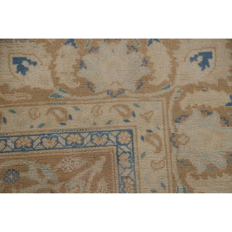Hand Knotted Oriental 100% Wool Carpet Traditional Floral Brown Mashad Area Rug - 9' 0'' X 6' 0''
