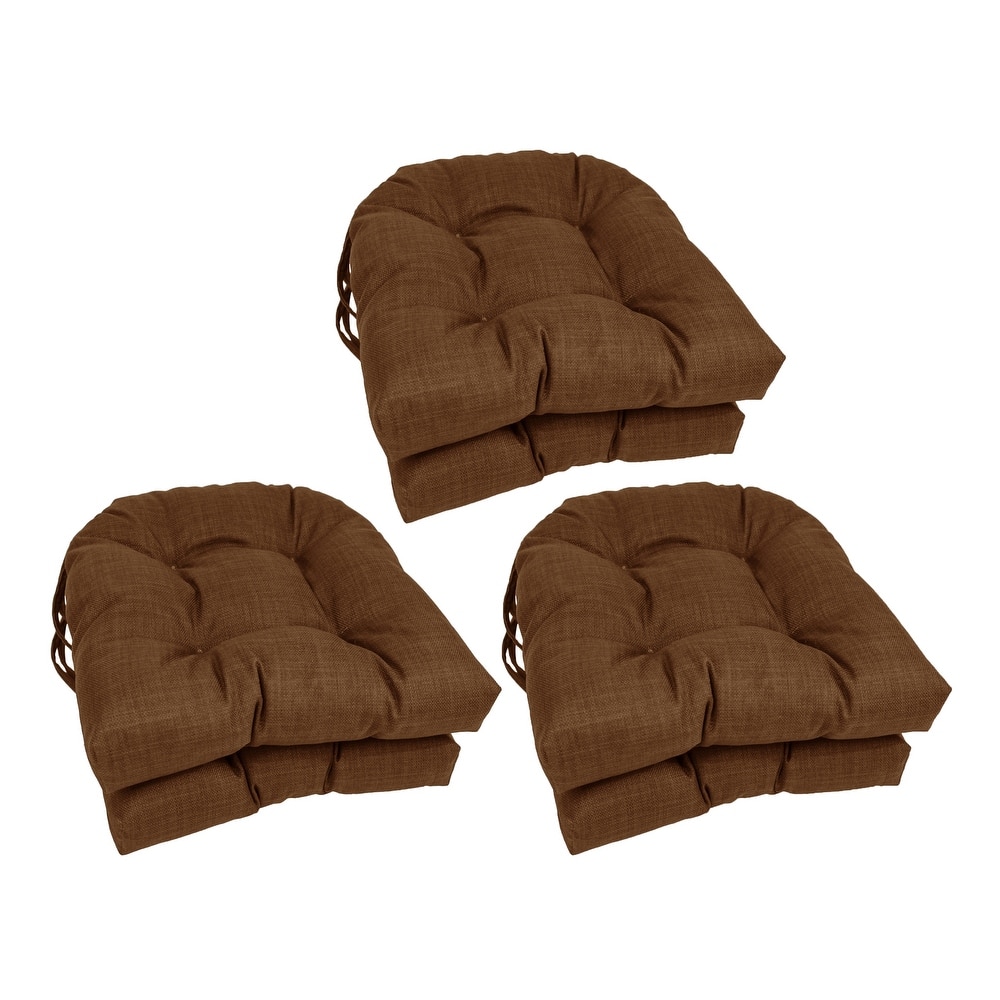 16-inch Rounded Back Tufted Indoor/Outdoor Chair Cushions (Set of 6)