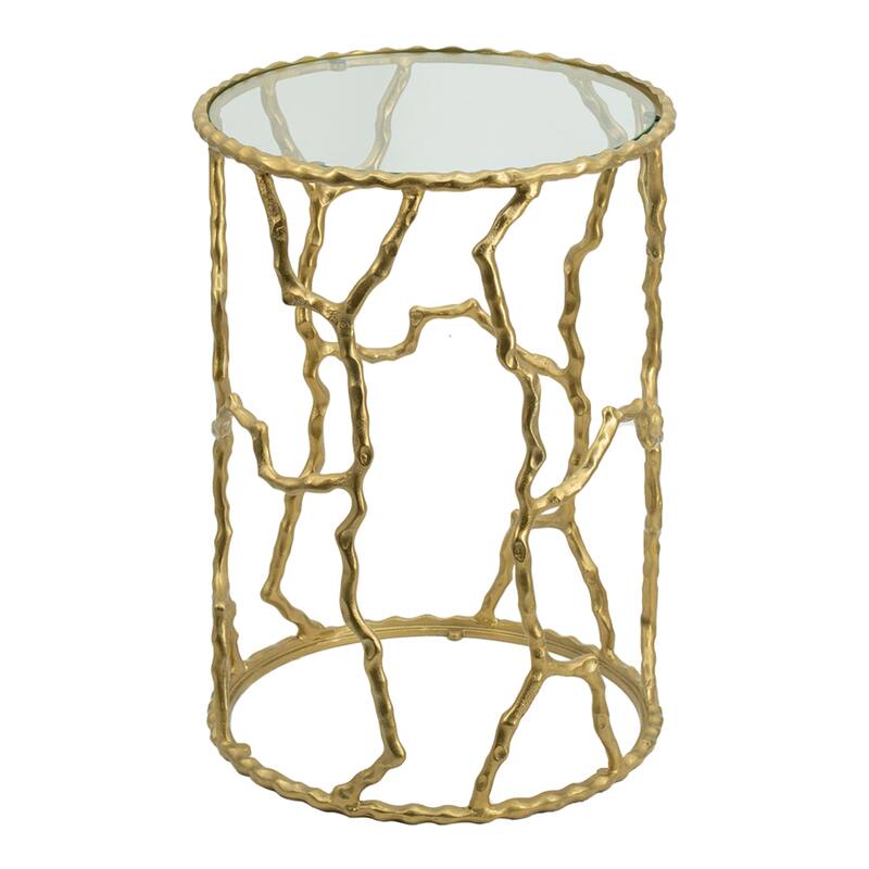 Twig Round Side Table with Glass Top - 23.5" - Gold