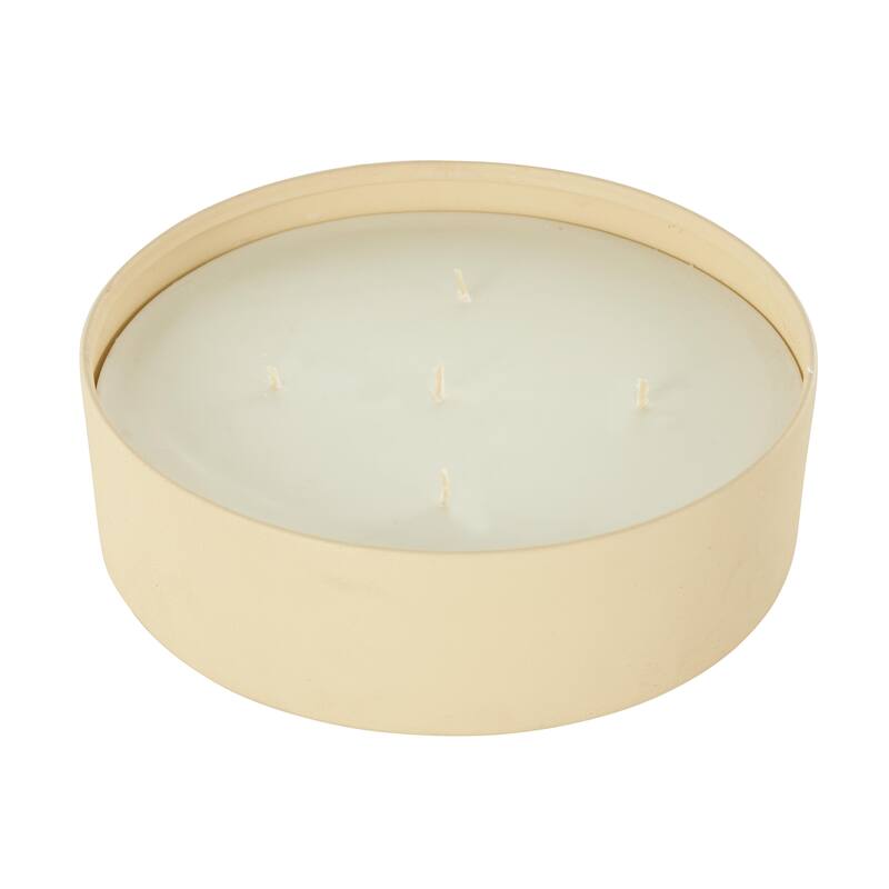 Cream, Black or Beige Metal Scented Textured 59oz 5 Wick Decorative Candle with White Wax
