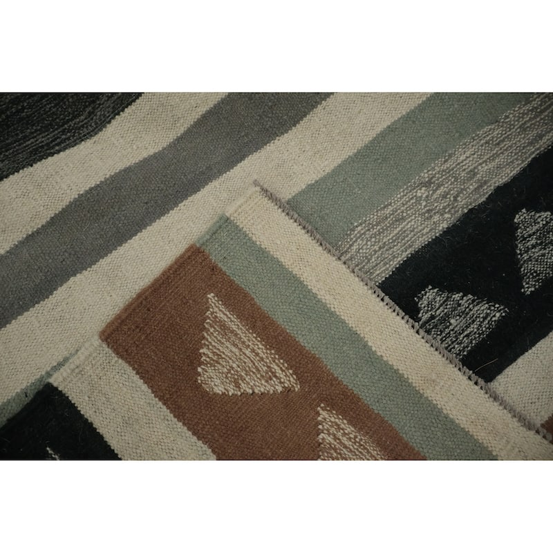 Hand Woven Oriental 100% Wool Carpet Southwestern Tribal Multi-Colored Kilim Area Rug - 12' 5'' X 8' 9''