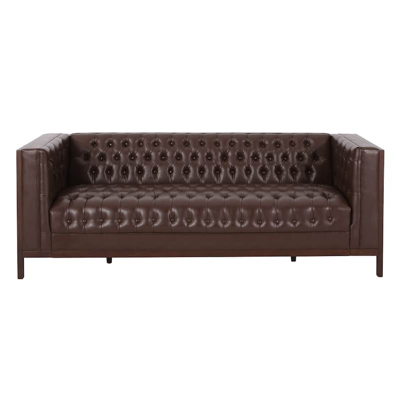 Roomfitters Chesterfield 3-Seater Sofa, Tufted Faux Leather Couch for Living Room