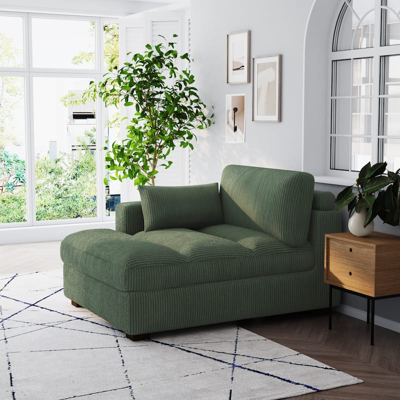 Oversize Corduroy Chaise Lounge Modular Sectional Sofa with Pillow