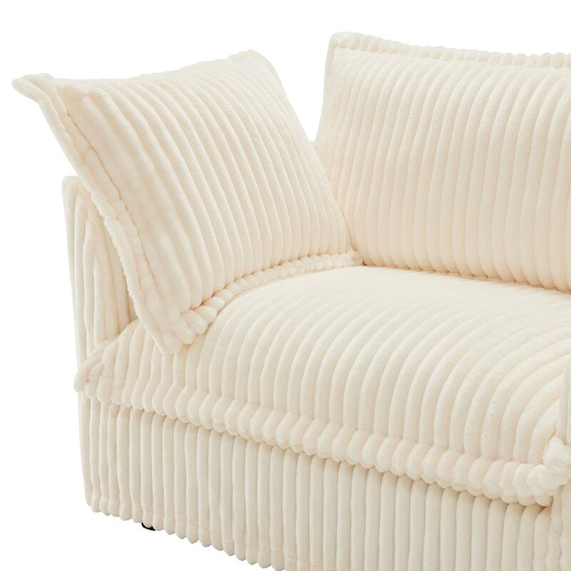 156.6" Corduroy U-Shape 4-Seater Sectional Sofa with Removable Slipcover, Deep Seat Design and French Edge Detailing