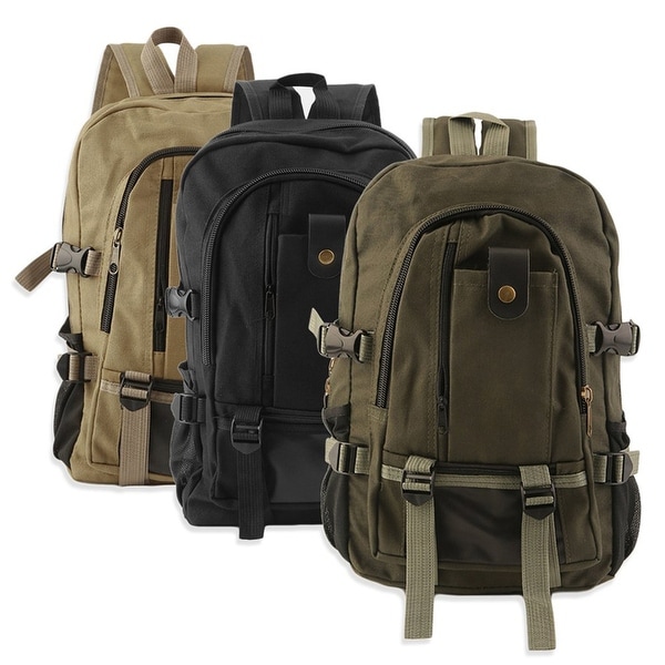 Mens Canvas Backpack Ruckpack School Satchel Laptop Shoulder Travel Hiking Bag