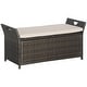 preview thumbnail 11 of 13, Outsunny 27 Gallon Patio Wicker Storage Bench, Outdoor PE Rattan Patio Furniture, Two-In-One Large Capacity Footstool