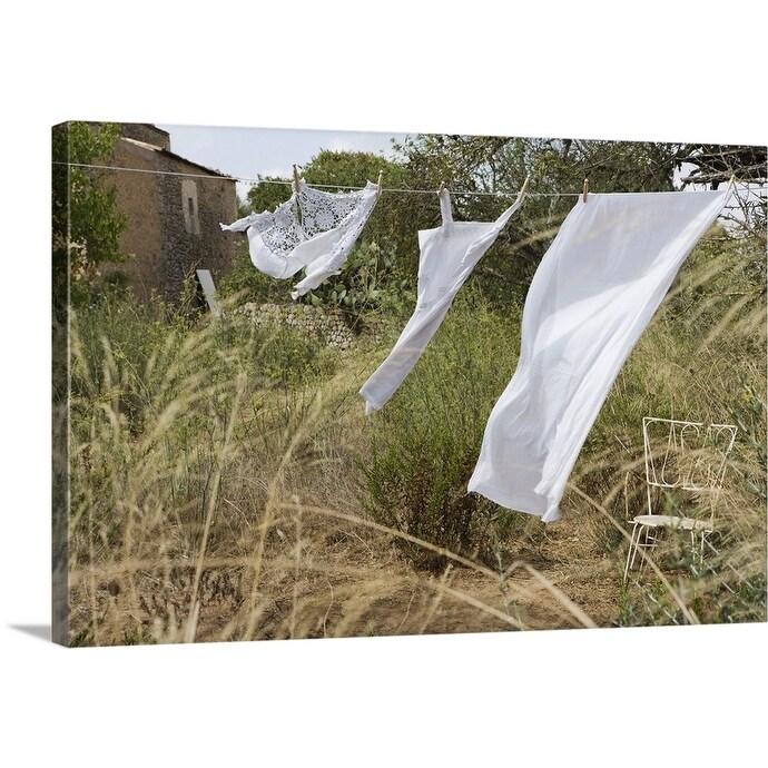 Shop Clothes And Sheet On Clothesline Canvas Wall Art