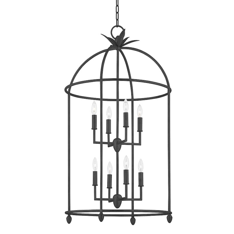 Brooks - Light Pendant - Black Iron/Vintage Gold Leaf Frame - 8 - Black Iron