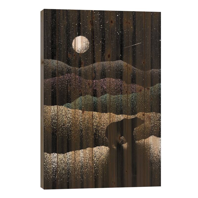 Wandering Bear Print On Wood by Florent Bodart - Multi-Color - 26x18x1.5