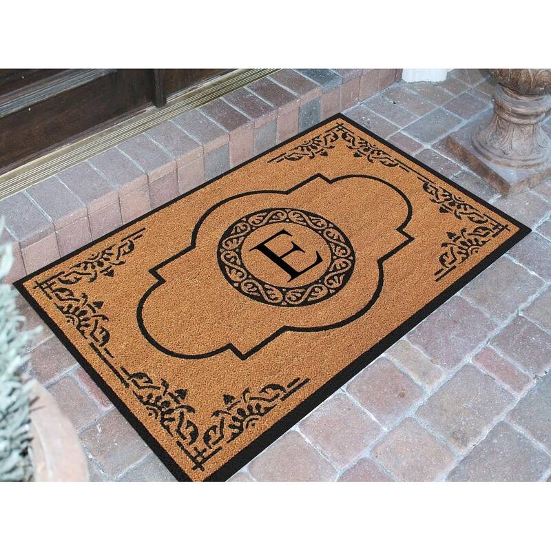 A1HC Natural Coir and PVC backing Hand-crafted Abrilina Monogrammed Double Doormat