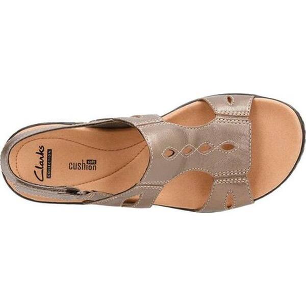 Shop Clarks Women S Leisa Lakelyn Cutout Slingback Pewter Metallic Leather Overstock 14201471
