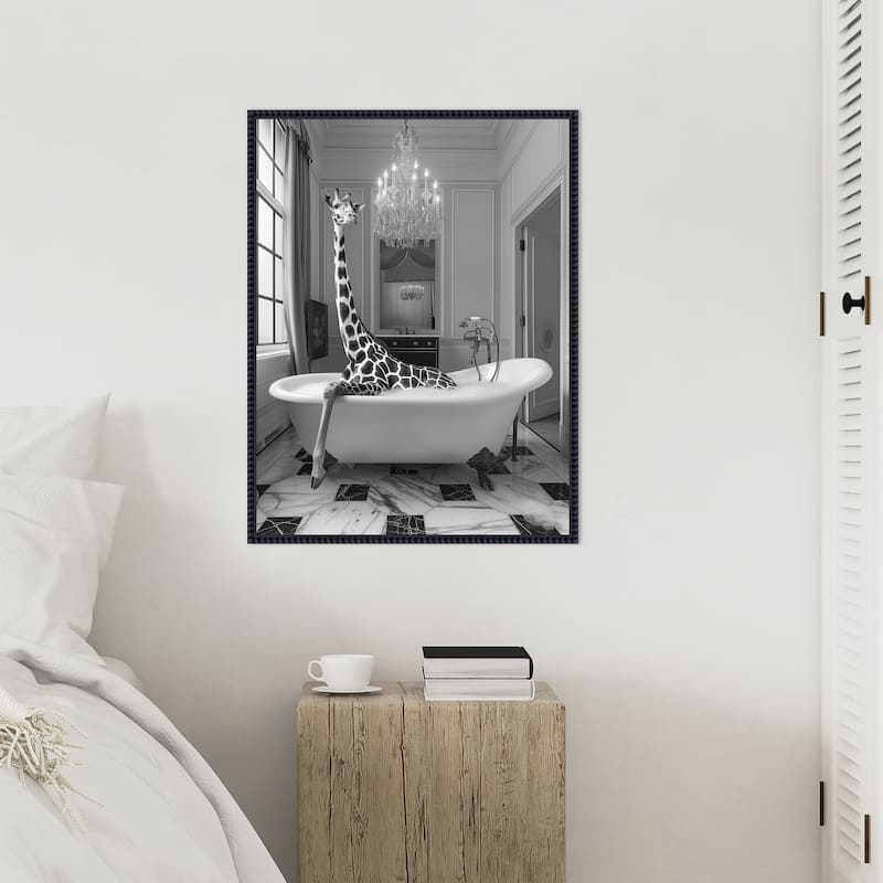Giraffe Glam Soak by Niky Rahner Framed Canvas Wall Art