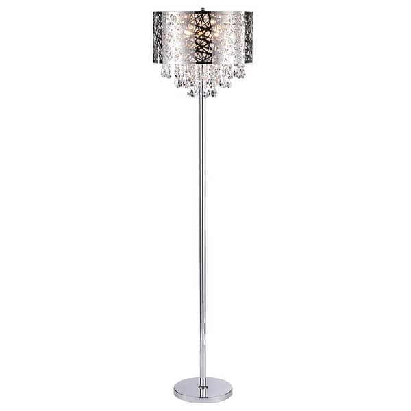 Ivica Chrome 3 Light Metal Crystal Floor Lamp 28134701 3 Light Metal Crystal Floor Lamp