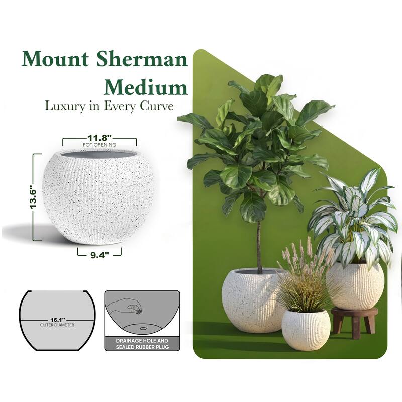 DTY Signature Mount Sherman 1-Piece Fiberstone Planter for Indoor/Outdoor