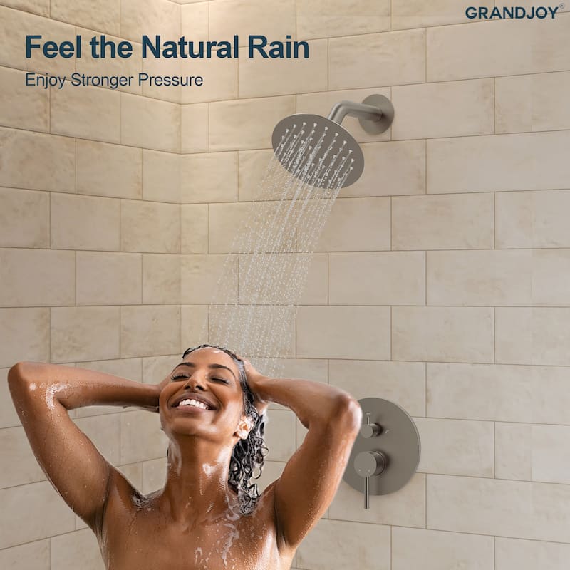 GRANDJOY Wall-Mount 2-Function Shower and Tub System with Pressure Balance Valve