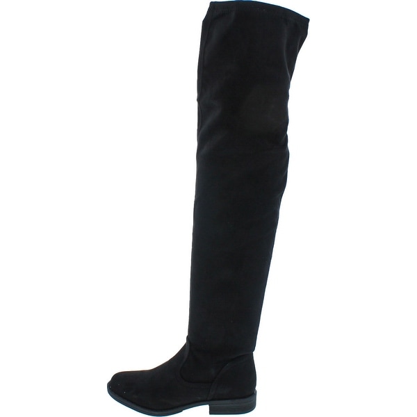 women's thigh high black suede boots