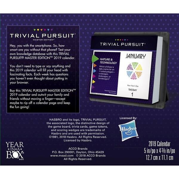 Shop 2019 Trivial Pursuit 2019 Desk Calendar Mindbenders Trivia