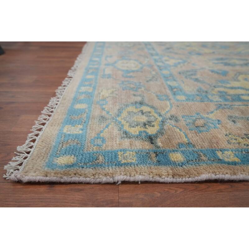 Oushak Indian Area Rug Hand-Knotted Transitional Brown Wool Carpet - 8'0" x 9'10"