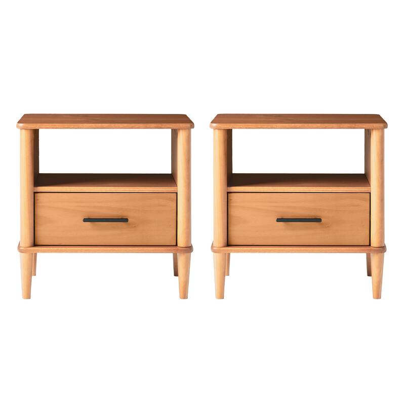 Walker Edison Mid-Century Modern Solid Wood Spindle Nightstand (Set of 2)