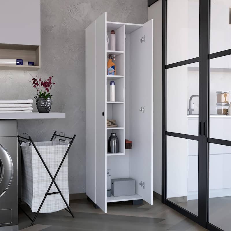 Lake Broom Closet 5-tier shelves and broom holder