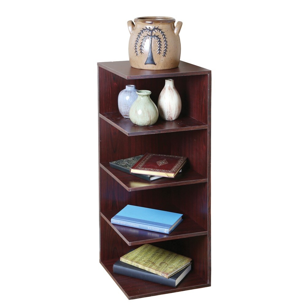 Shop Bandwagon Corner Bookshelf 4 Shelf Mahogany Finish Nightstand End Table 32 12 In X 12 In X 32 In Overstock 15030873