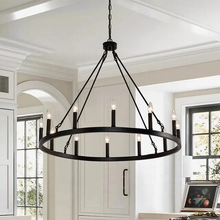 Daniela Natural Wood and Antique Black Metal Bubble Glass