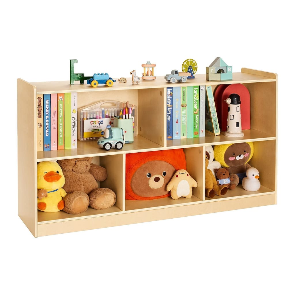 Montessori Bookshelf, 45 in Width Toy Storage Organizer, 5-Section Kids Display Storage Cabinet, Daycare Furniture