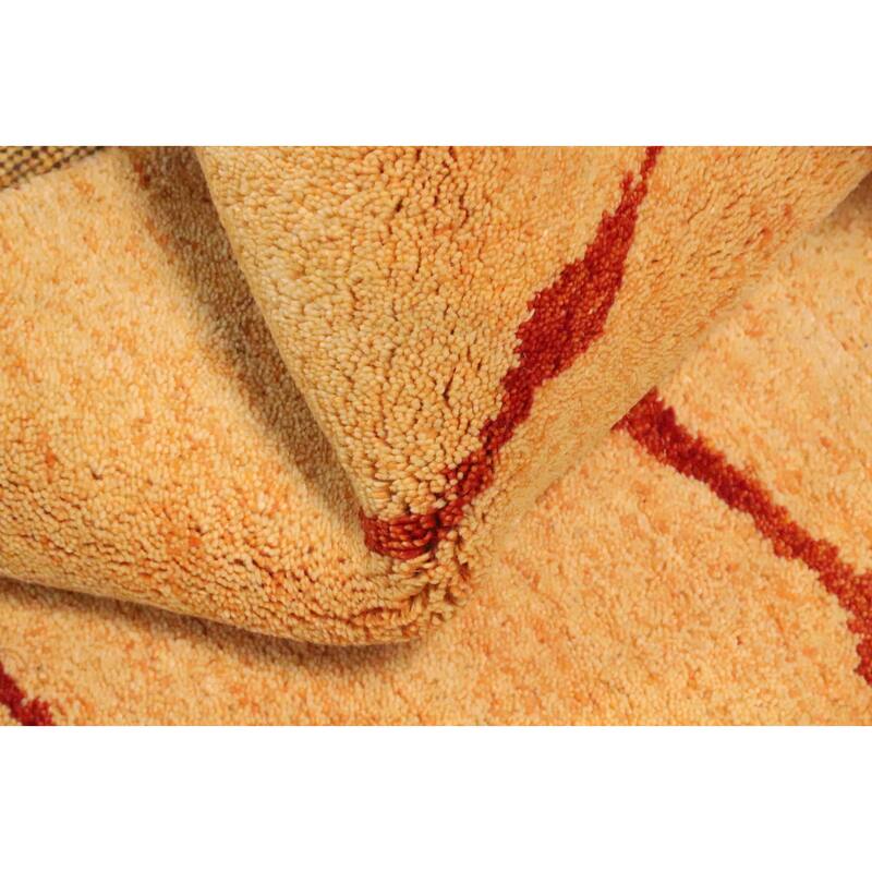 Hand Knotted Oriental 100% Wool Carpet Modern Modern Yellow & Gold Gabbeh Area Rug - 6' 8'' X 4' 8''