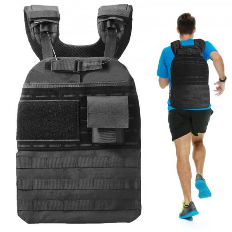 Black Nylon Adjustable Weighted Vest with Pocket, Up to 40 lbs Capacity - 40 lbs