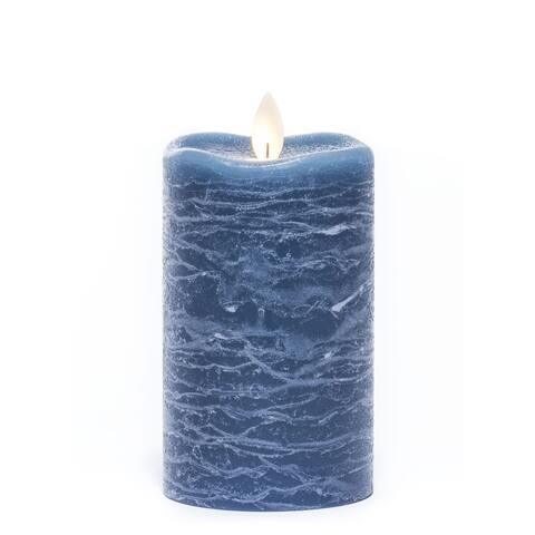 5" Blue Frosted Rustic LED Pillar Candle