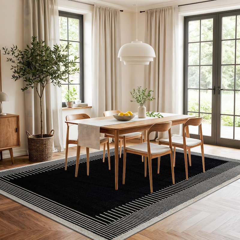 World Rug Gallery Modern Abstract Bordered Area Rug for Living Room, Bedroom, or Entryway - Low Pile Indoor Rug