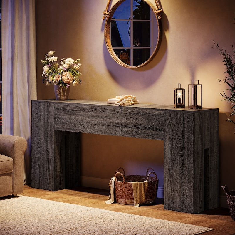 71-Inch Long Console Table for Entryway, Living Room, Rustic Brown - 70.86" L x 13.78" W x 32.3" H