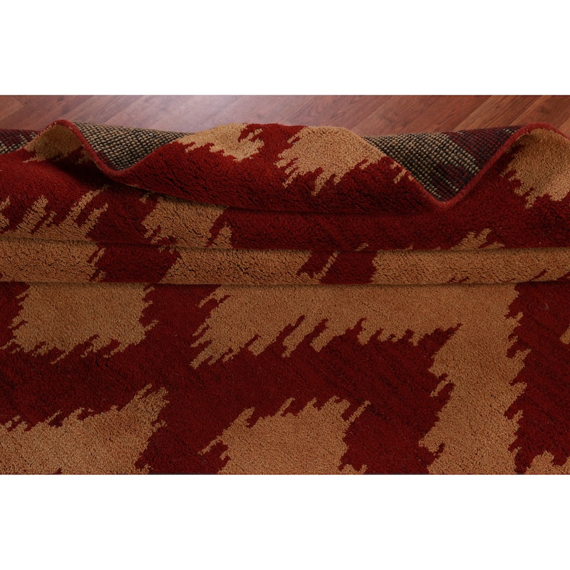 Hand Knotted Oriental 100% Wool Carpet Modern Geometric Oranges & Rust Moroccan Area Rug - 11' 7'' X 9' 0''