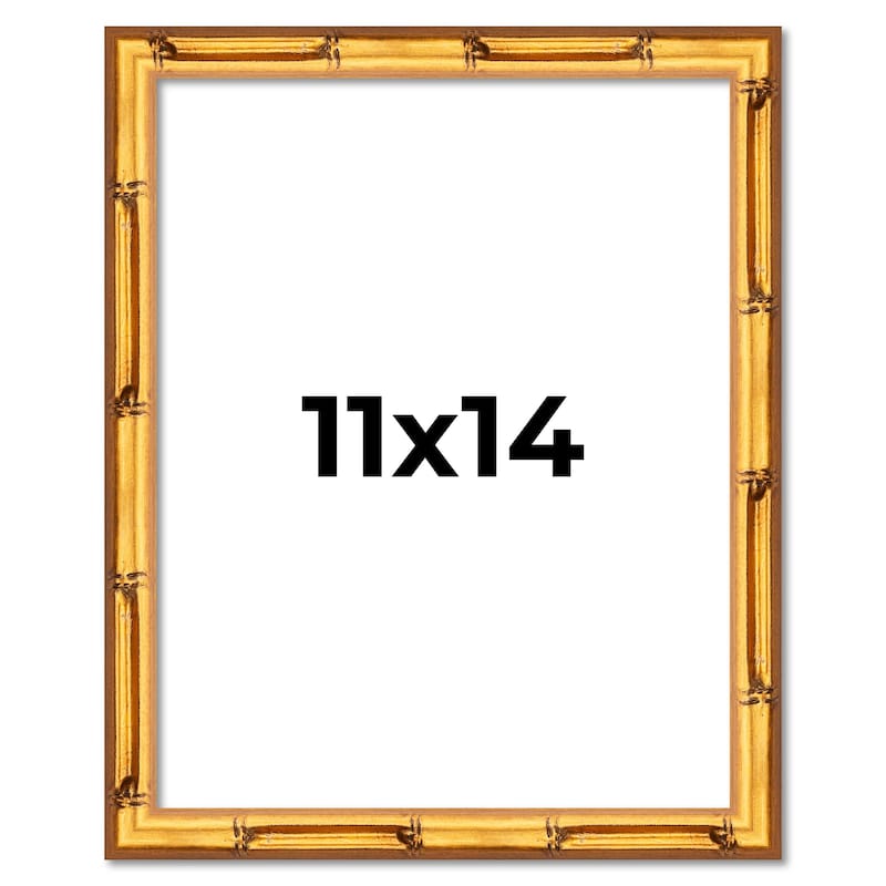 11x14 Frame Gold Bamboo Solid Wood Picture Frame | 1 Inch Moulding