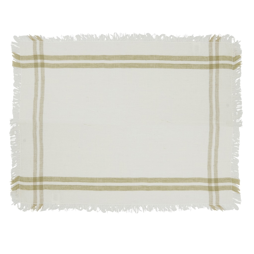 Trendy Fringed Stripe Placemat (Set of 4) - 13"x19"