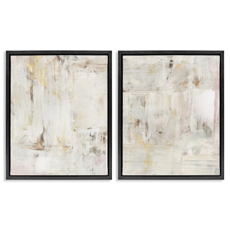 Stupell Contemporary Muted Abstracts Framed Floater Canvas Wall Art Design By Victoria Barnes (Set of 2) - 17 x 21 - Black