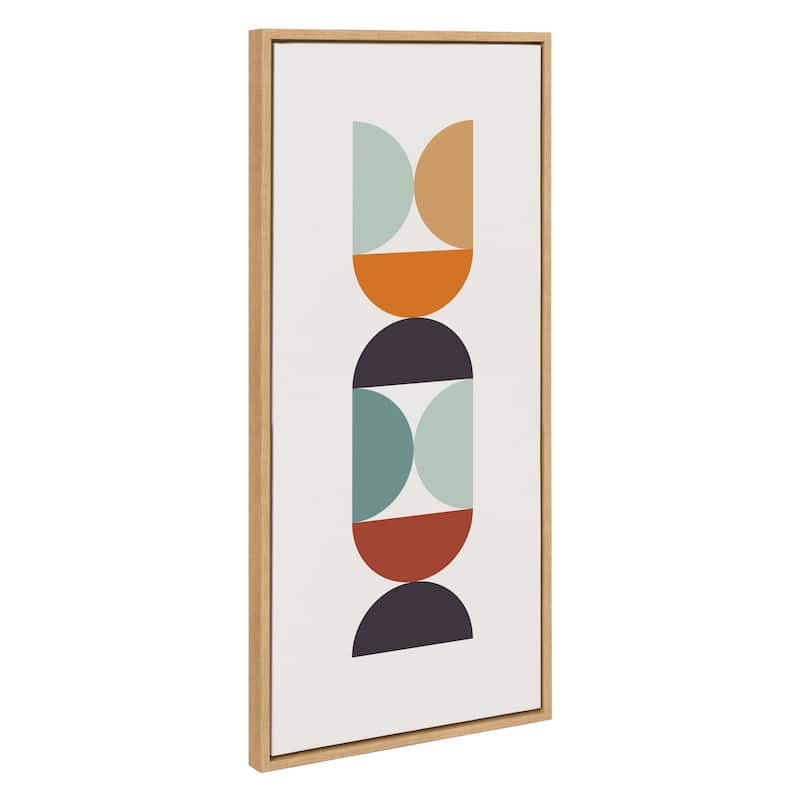 Kate and Laurel Sylvie Circles and Curves Retro Color Framed Canvas by The Creative Bunch Studio - 18x40