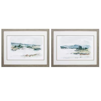 Overcast Lake Study S/2 Framed Art Under glass