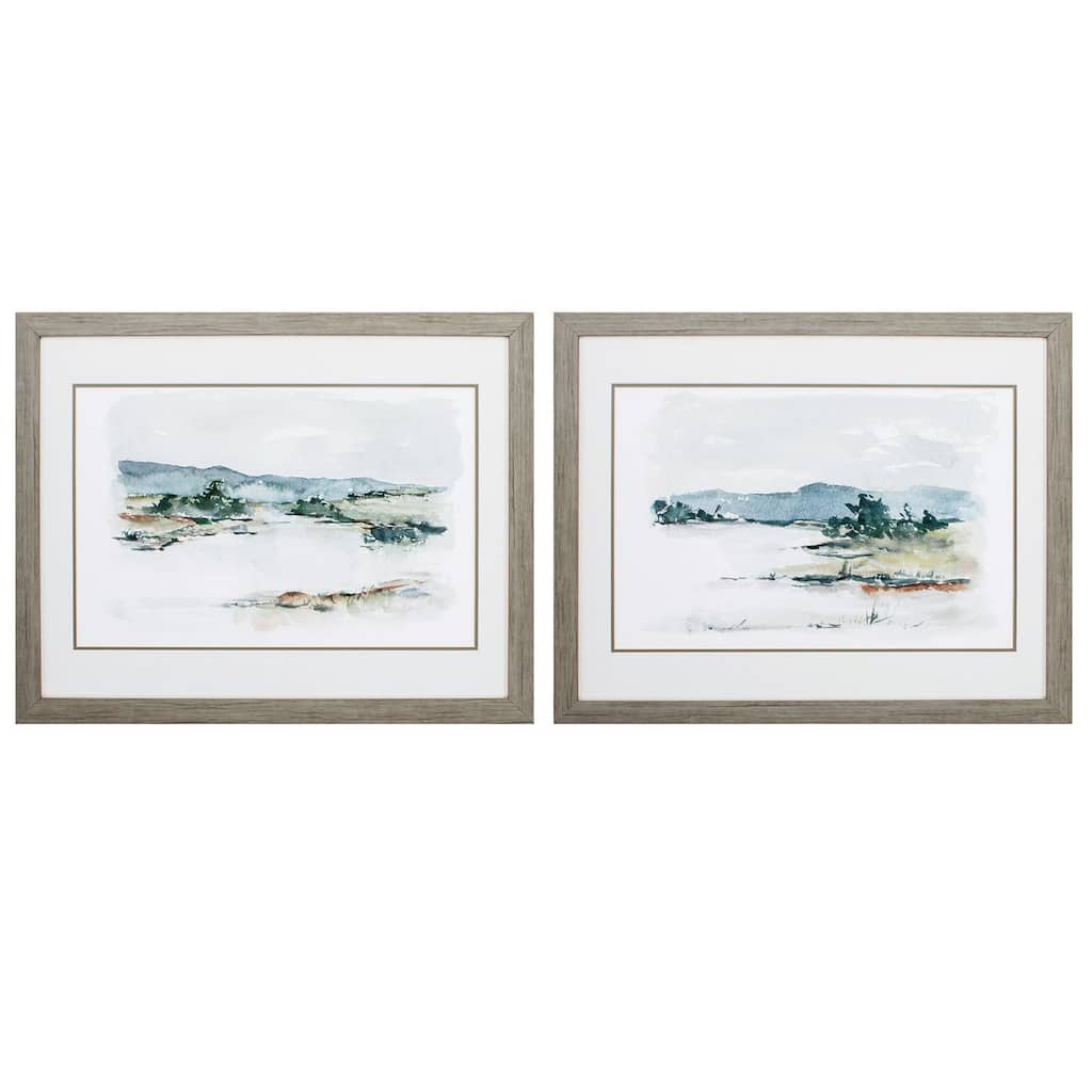 Overcast Lake Study S/2 Framed Art Under glass