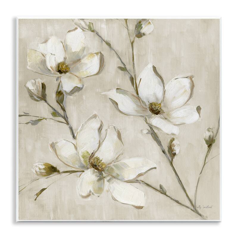 Stupell Neutral Dogwood Branches Wall Plaque Art Design By Sally Swatland - 12 x 12