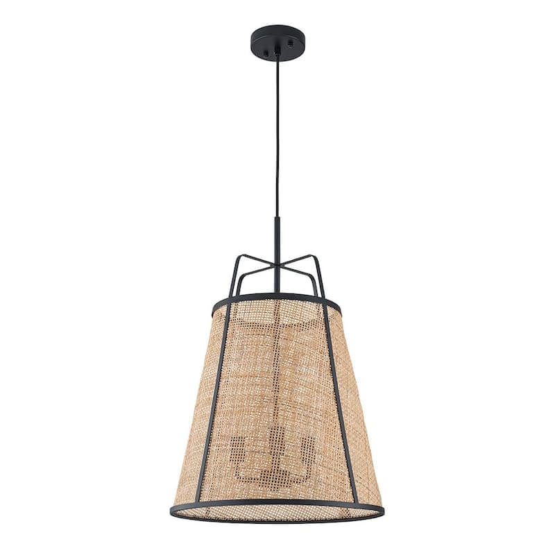 3-Light Natural Bamboo Hand-woven Cone Pendant