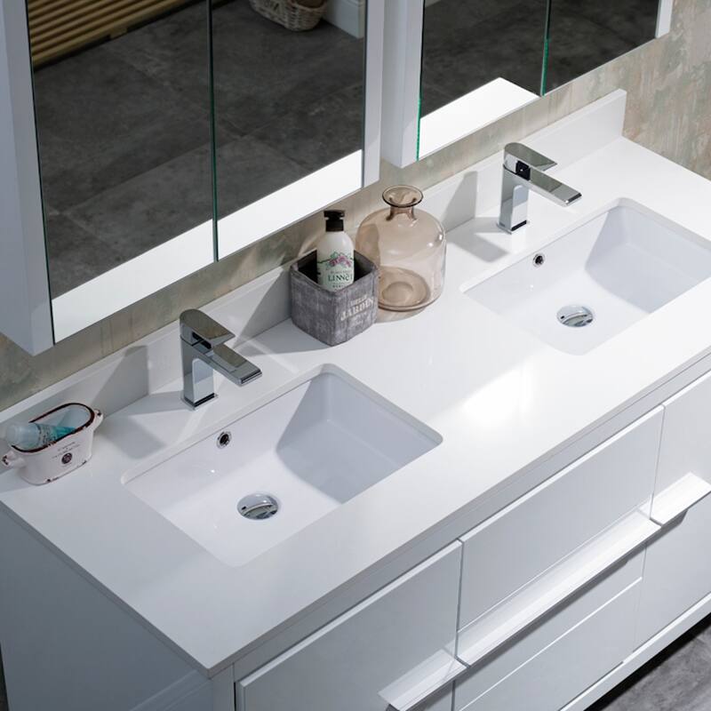 Solid Wood Bathroom Vanity with Mirror Medicine Cabinet