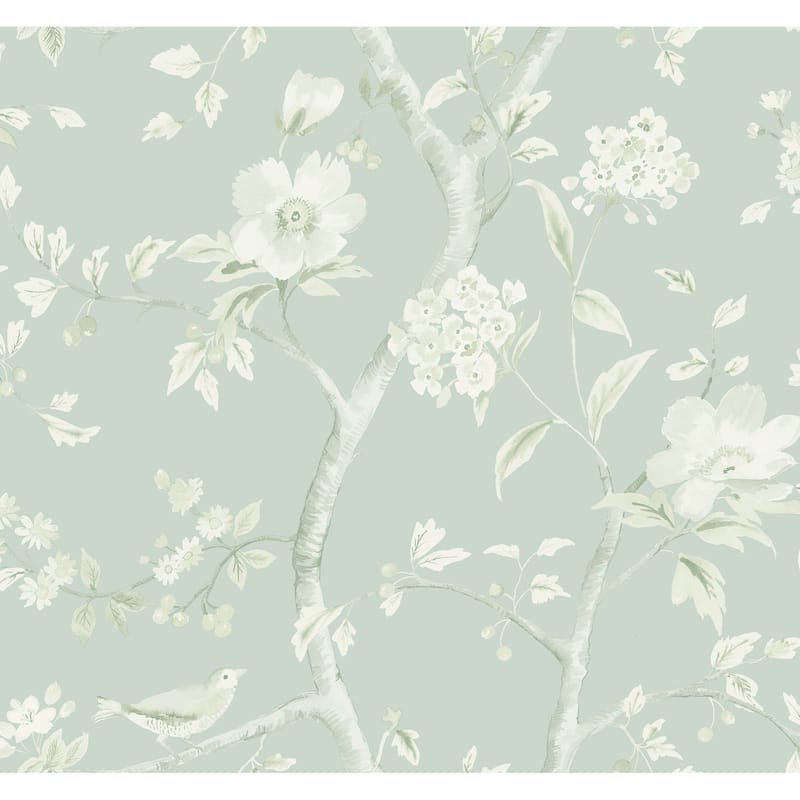 Seabrook Designs Lillian August Southport Floral Trail Unpasted Wallpaper