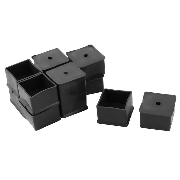 Furniture Rubber Square Shaped Table Chair Leg Foot Cover Protector Black 12pcs