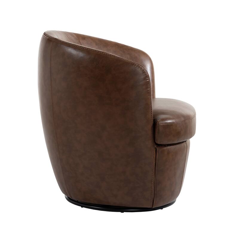 Modern Upholstery Barrel Swivel Chair Faux Leather